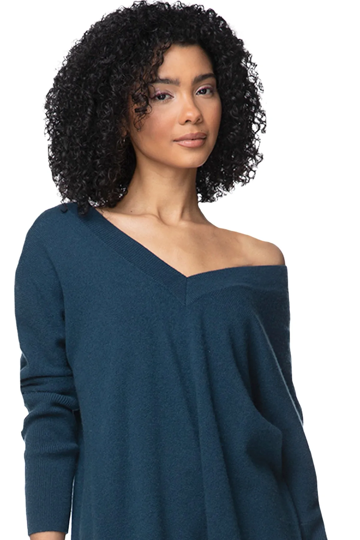 100% Cashmere Reversible Easy V-Neck Sweater