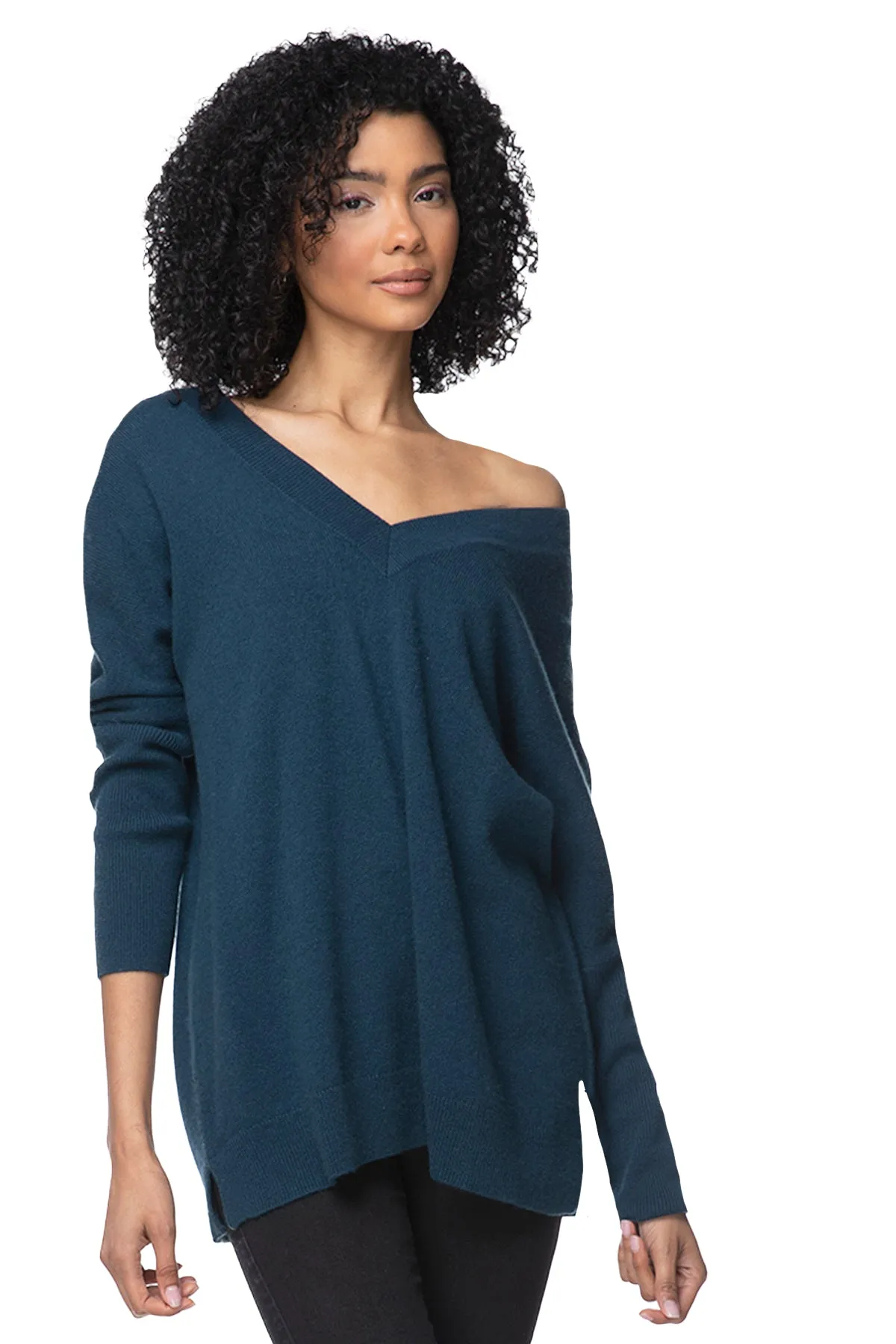 100% Cashmere Reversible Easy V-Neck Sweater