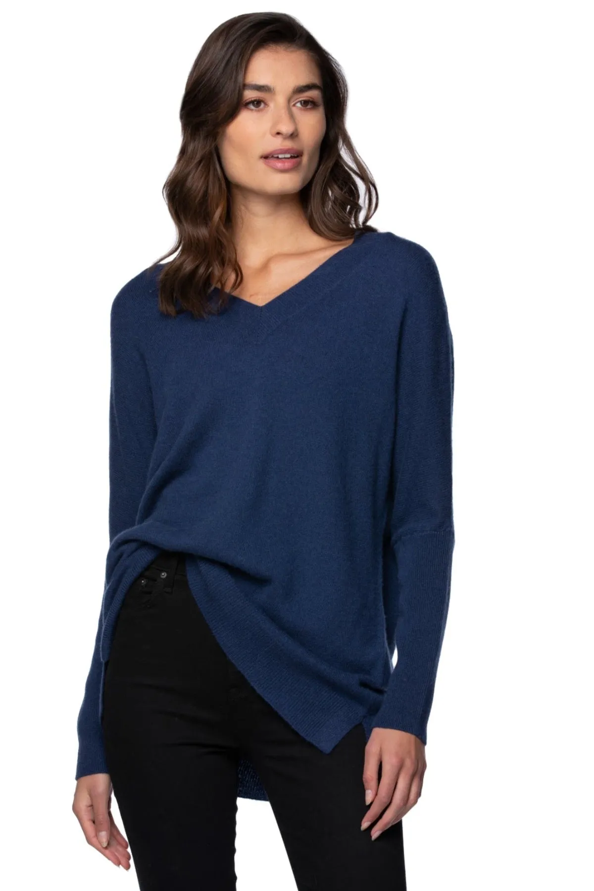 100% Cashmere Reversible Easy V-Neck Sweater