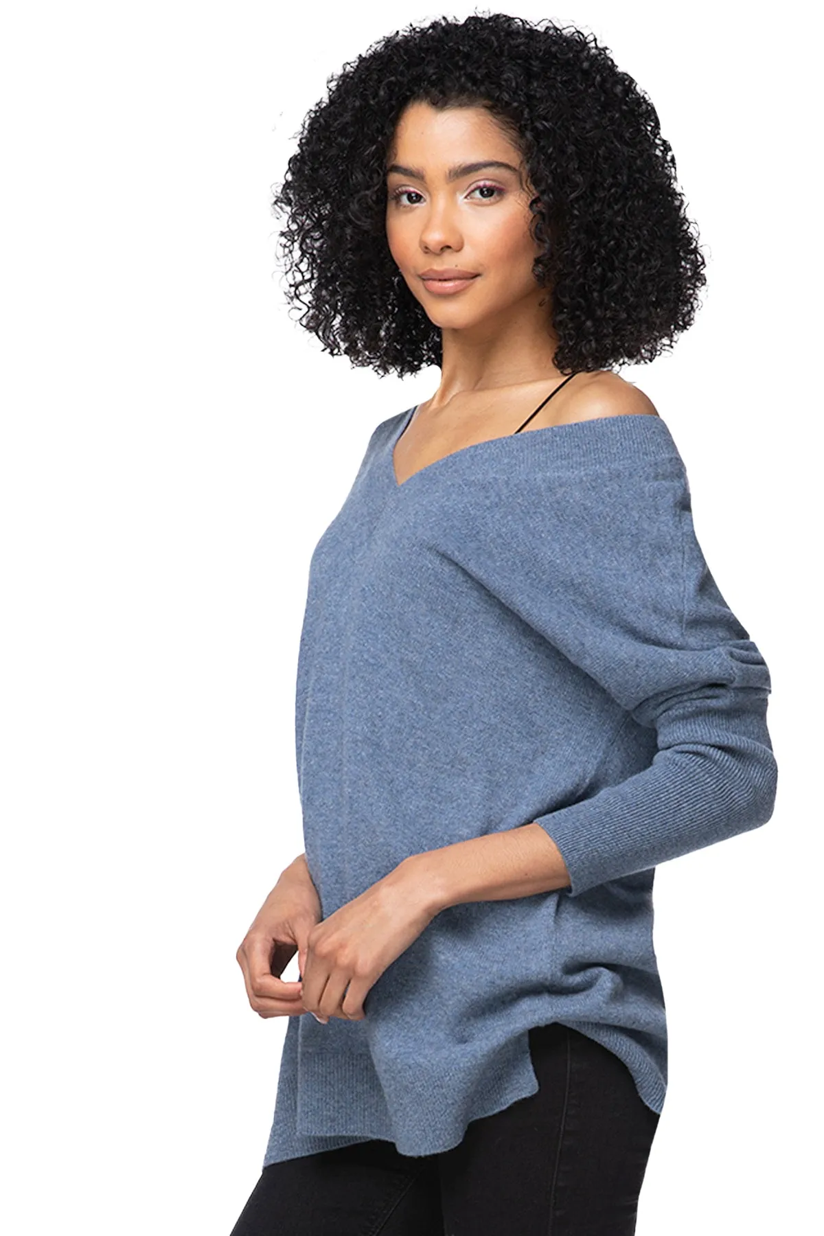 100% Cashmere Reversible Easy V-Neck Sweater