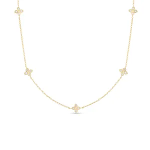 18K Gold Love By The Inch 5 Station Flower Diamond Necklace