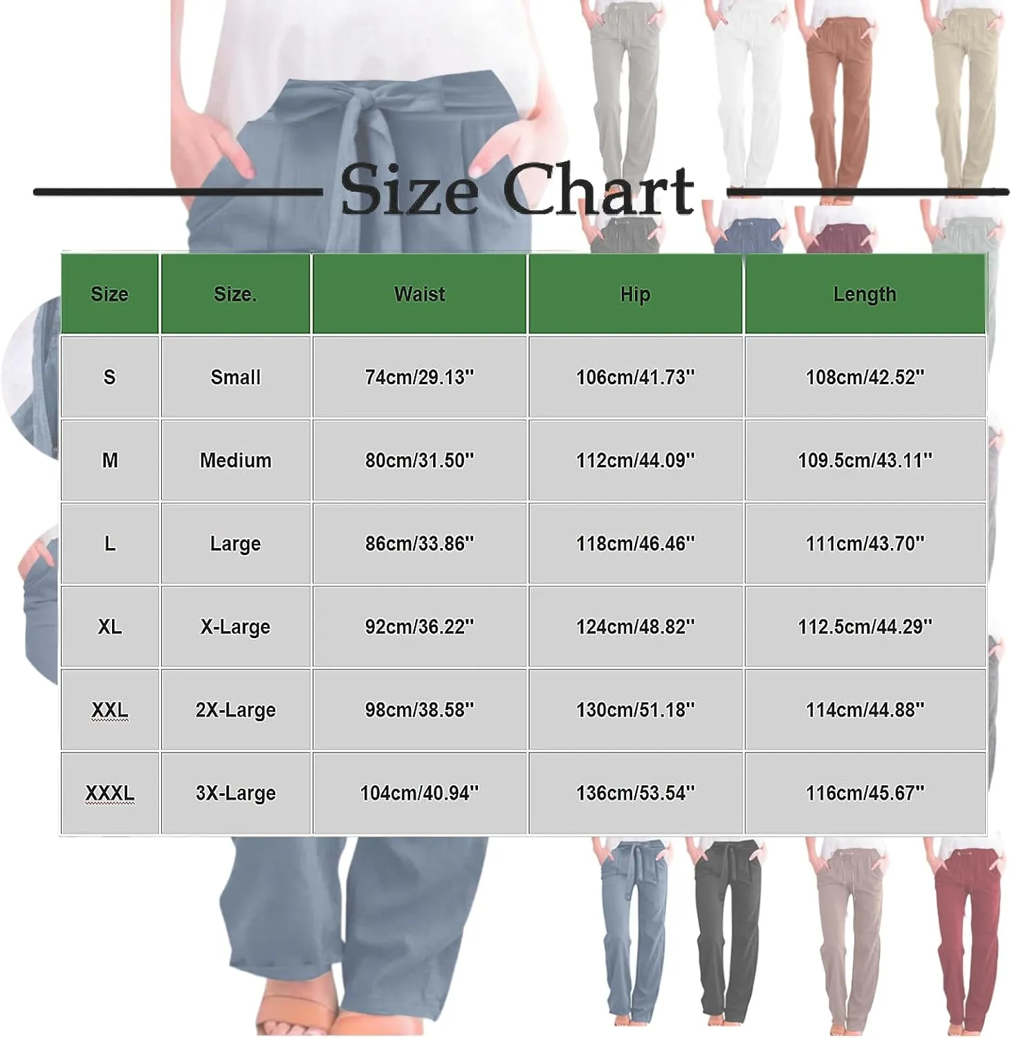 2025 Womens Cotton Linen Pants Casual High Waist Pant Loose Fit Drawstring Trousers Soft Comfy Lounge with Pockets