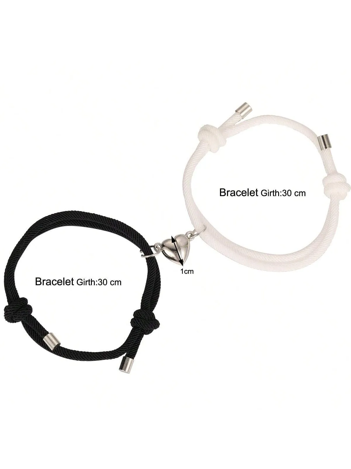 2Pcs Braided Love Heart Magnetic Couple Bracelets Matching Bracelets Couple