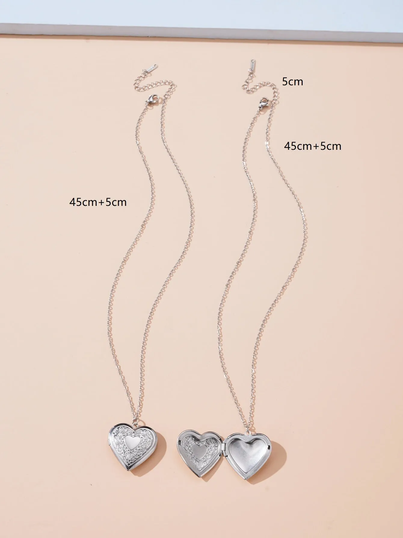 2pcs Heart Pendant Necklace for Couple Matching Necklace for Women Men