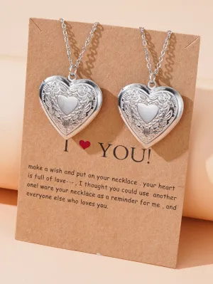 2pcs Heart Pendant Necklace for Couple Matching Necklace for Women Men