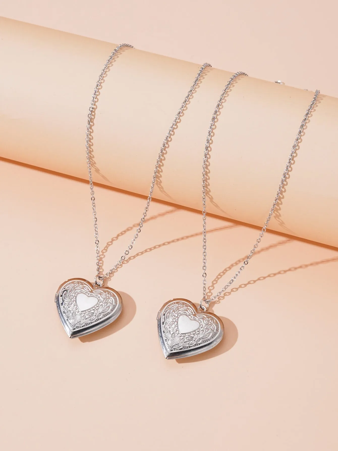 2pcs Heart Pendant Necklace for Couple Matching Necklace for Women Men