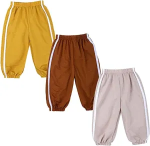 3 Pack of Little Kids Boys Girls Summer Spring Autumn Cotton Linen Printed Soft Trousers Casual Long Ankle Pants
