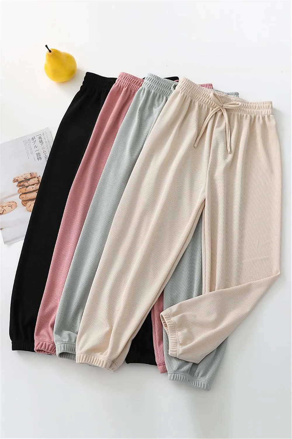 3 Pack of Little Kids Boys Girls Summer Spring Autumn Cotton Linen Printed Soft Trousers Casual Long Ankle Pants