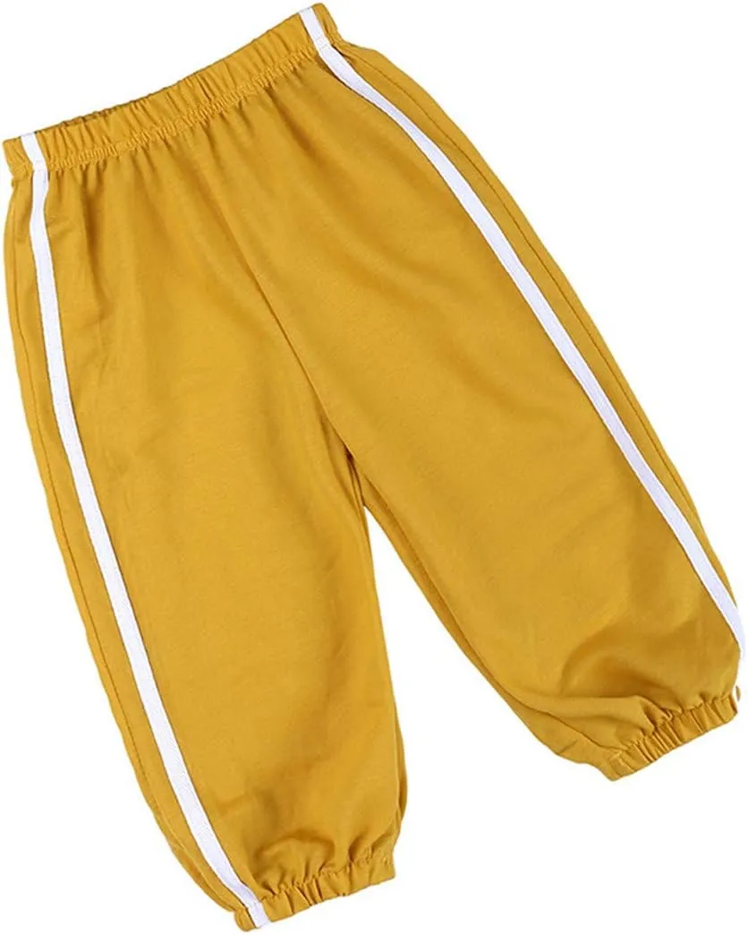 3 Pack of Little Kids Boys Girls Summer Spring Autumn Cotton Linen Printed Soft Trousers Casual Long Ankle Pants