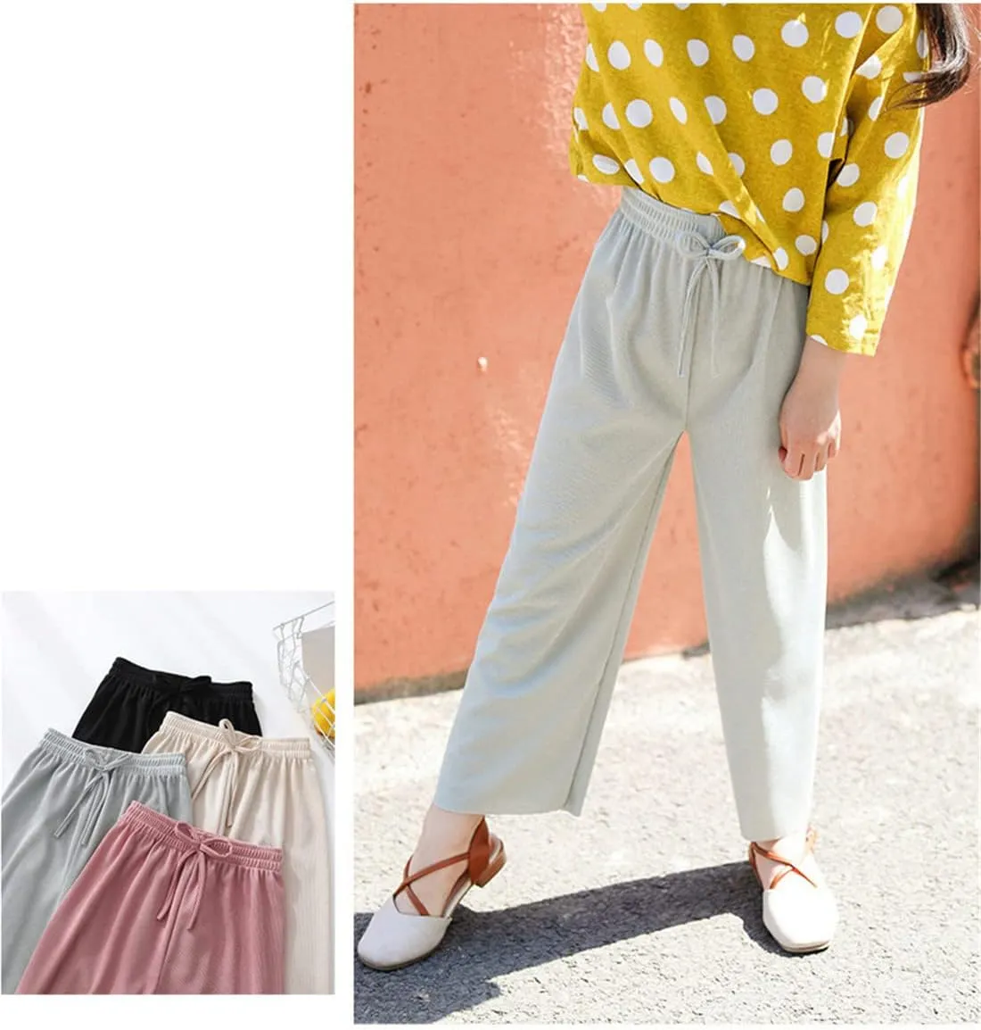3 Pack of Little Kids Boys Girls Summer Spring Autumn Cotton Linen Printed Soft Trousers Casual Long Ankle Pants