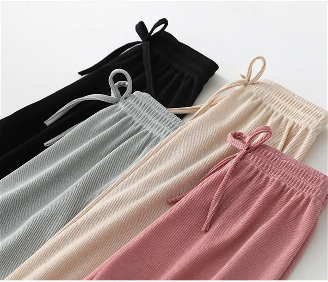 3 Pack of Little Kids Boys Girls Summer Spring Autumn Cotton Linen Printed Soft Trousers Casual Long Ankle Pants
