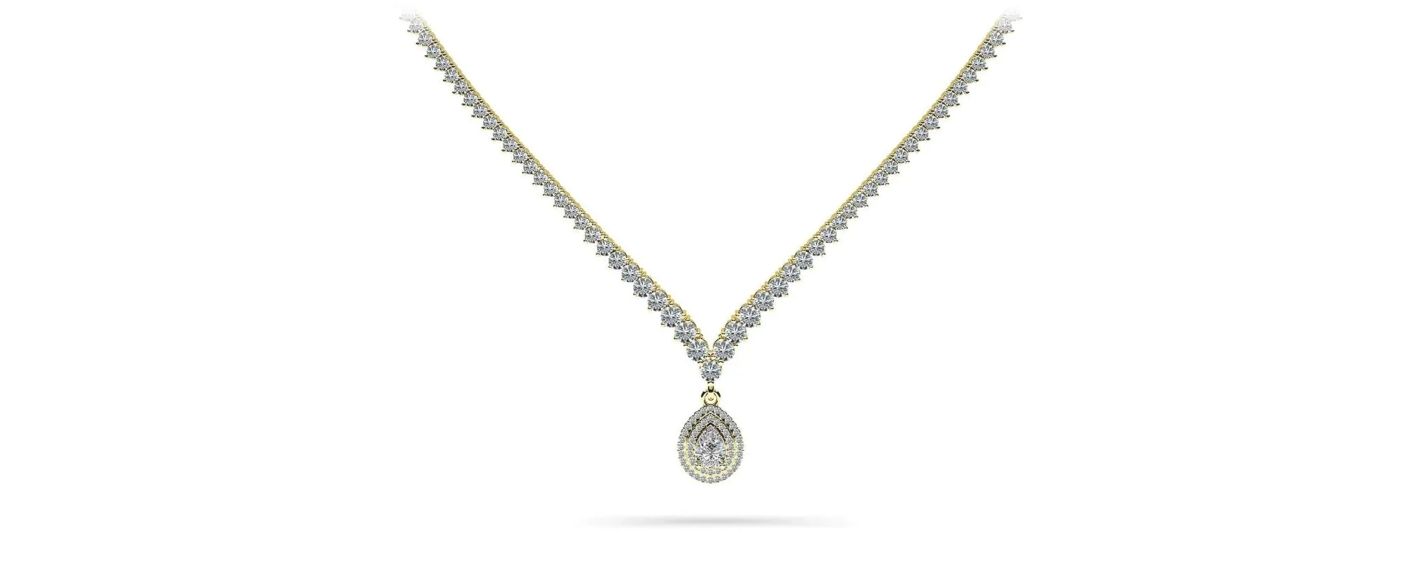 3 Prong Graduated V Diamond Lab-Grown Diamond Necklace with 11.06 ct.(finished)