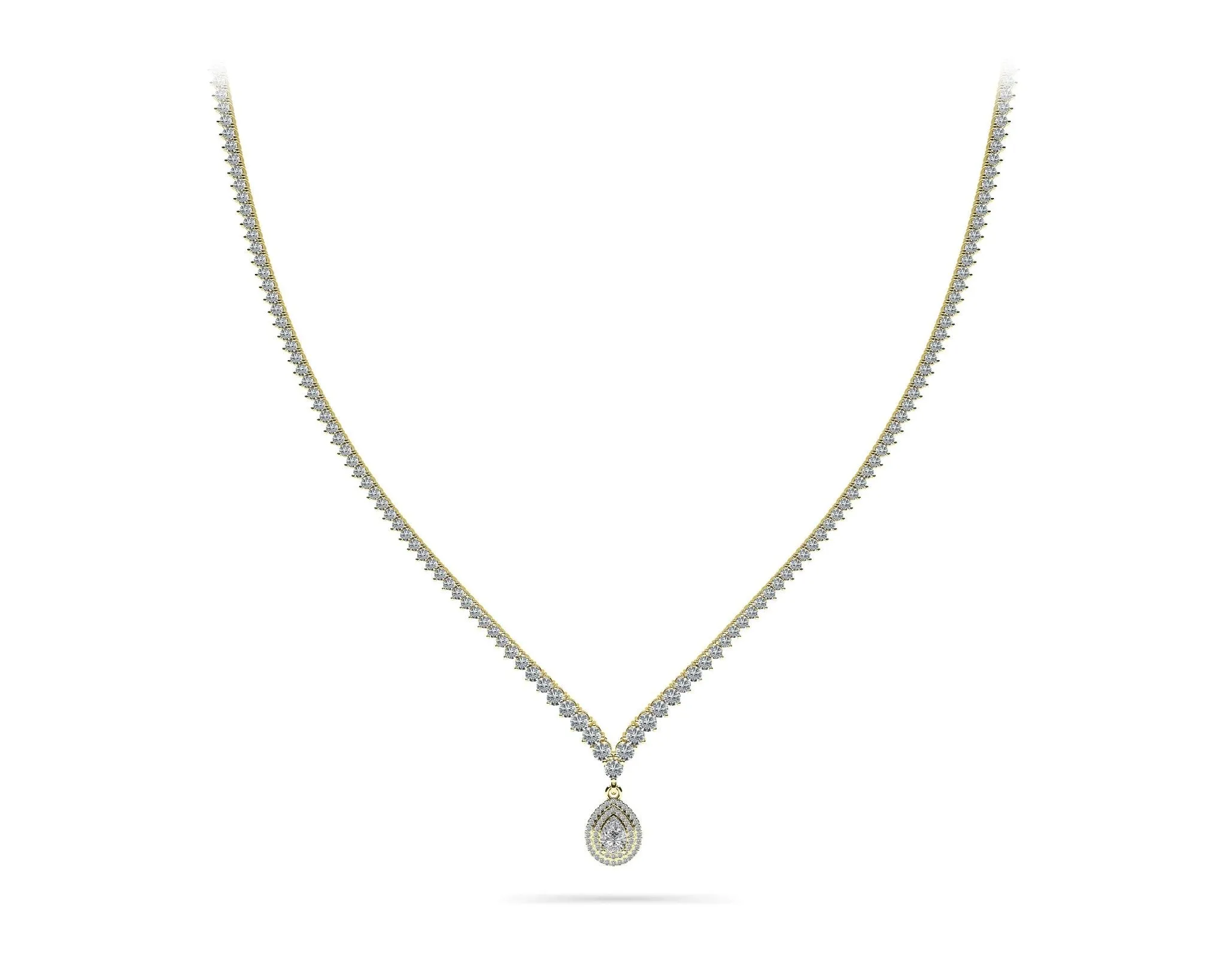 3 Prong Graduated V Diamond Lab-Grown Diamond Necklace with 11.06 ct.(finished)