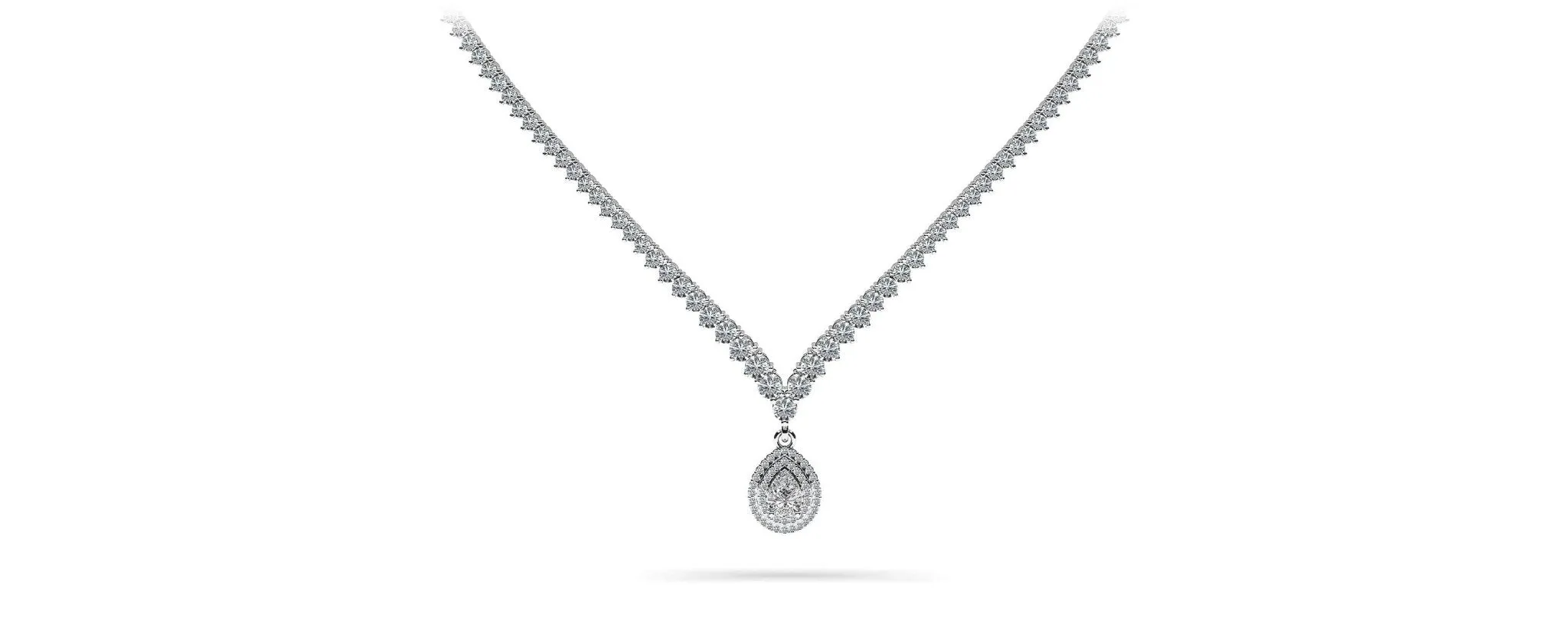 3 Prong Graduated V Diamond Lab-Grown Diamond Necklace with 11.06 ct.(finished)
