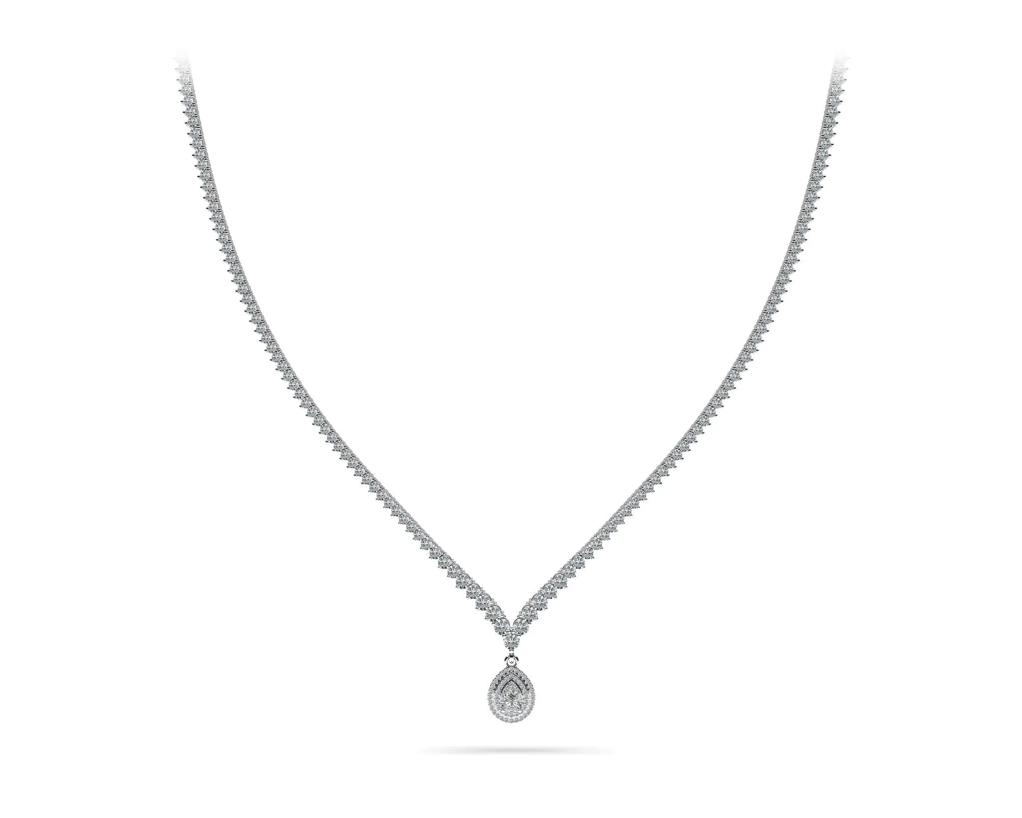 3 Prong Graduated V Diamond Lab-Grown Diamond Necklace with 11.06 ct.(finished)