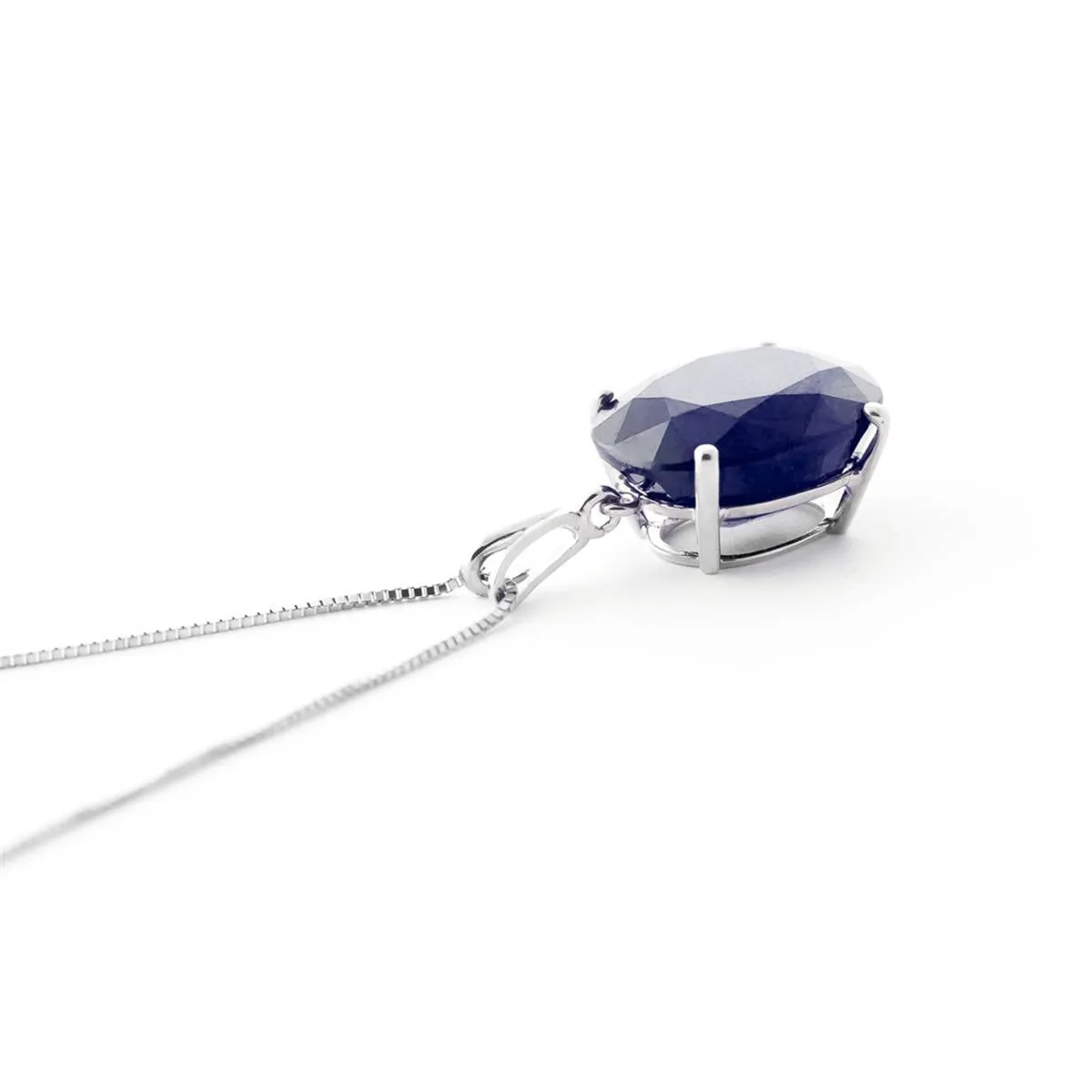 8.5 Carat 14K Solid White Gold Necklace Natural Oval Sapphire