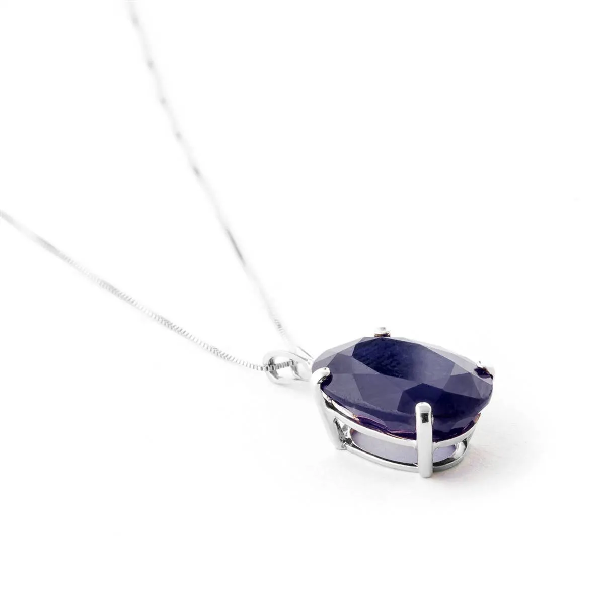 8.5 Carat 14K Solid White Gold Necklace Natural Oval Sapphire