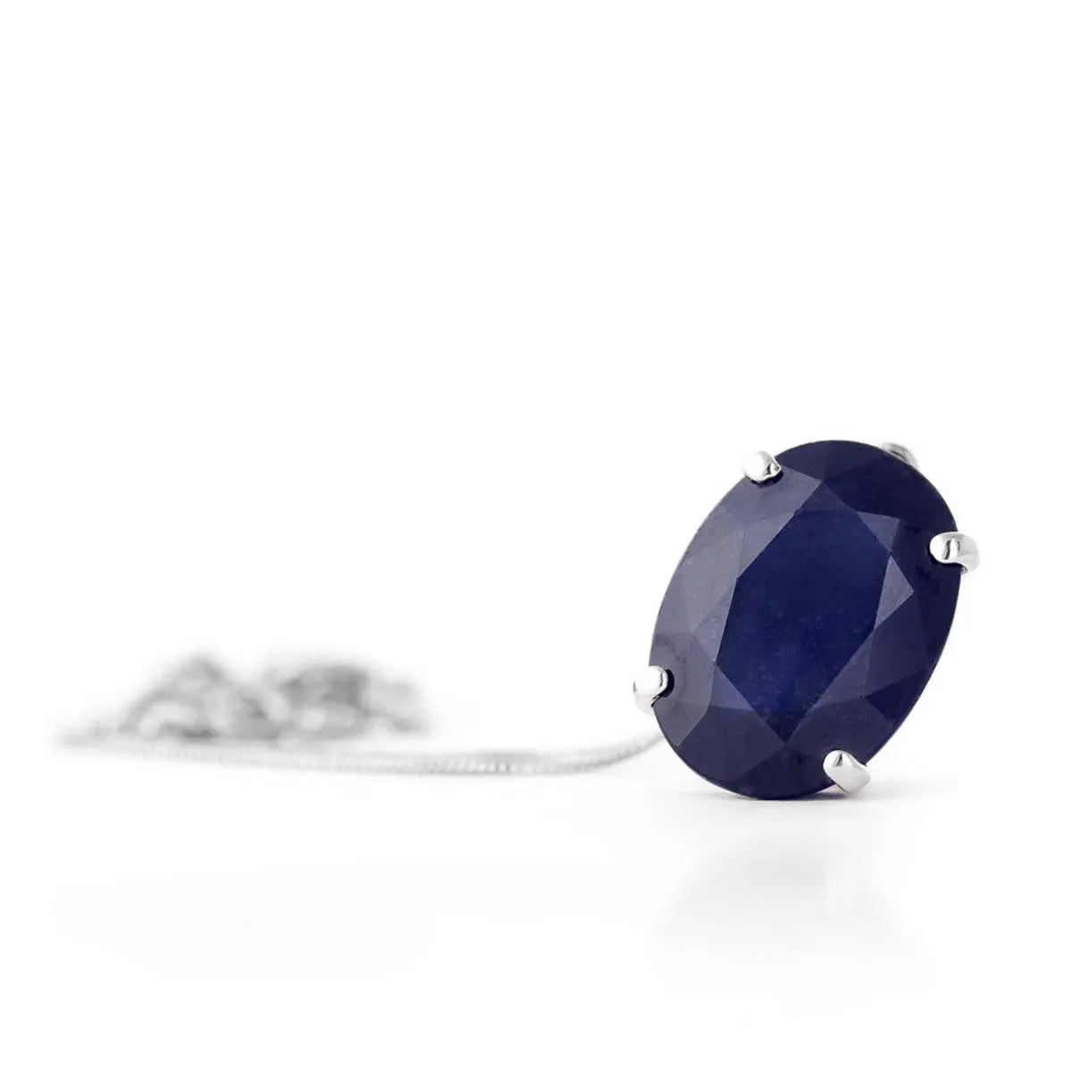 8.5 Carat 14K Solid White Gold Necklace Natural Oval Sapphire