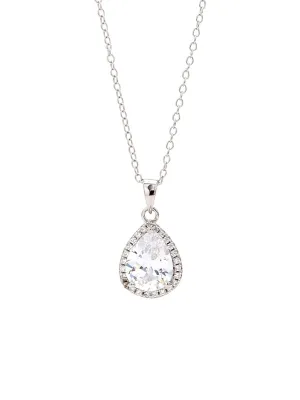 925 Silver 1.5 Carat American Diamond Pendant In Pear Shape Solitaire