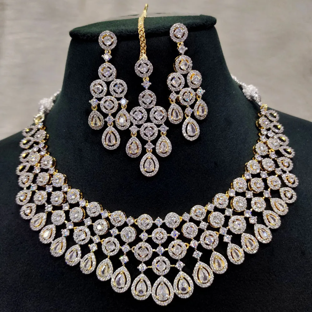Aamrapali Gold Plated AD Necklace Set