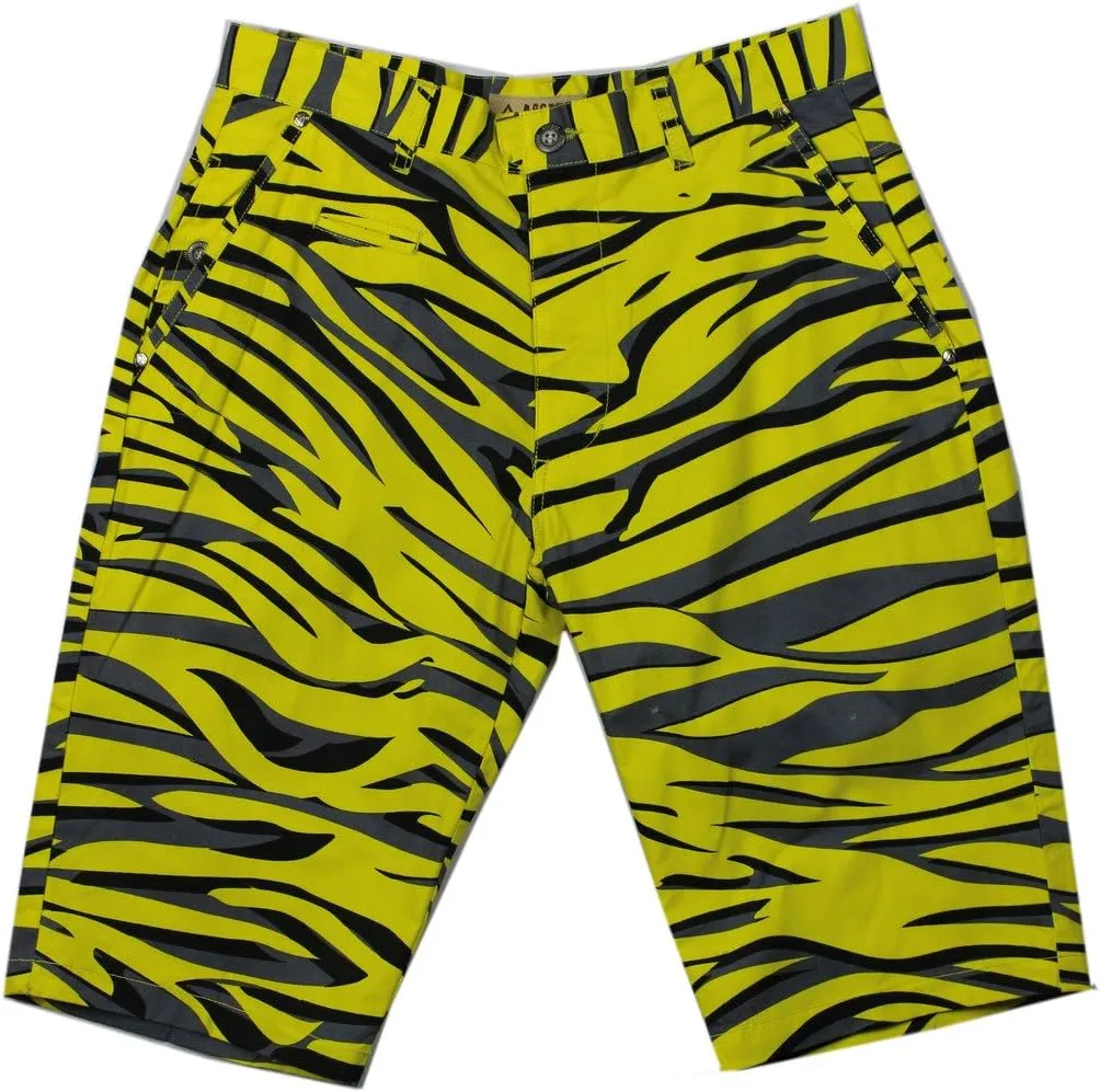 Access Men's Casual Slim Fit Colored Animal Print Chino Shorts