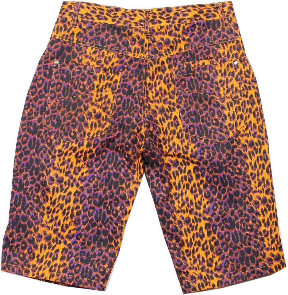 Access Men's Casual Slim Fit Colored Animal Print Chino Shorts