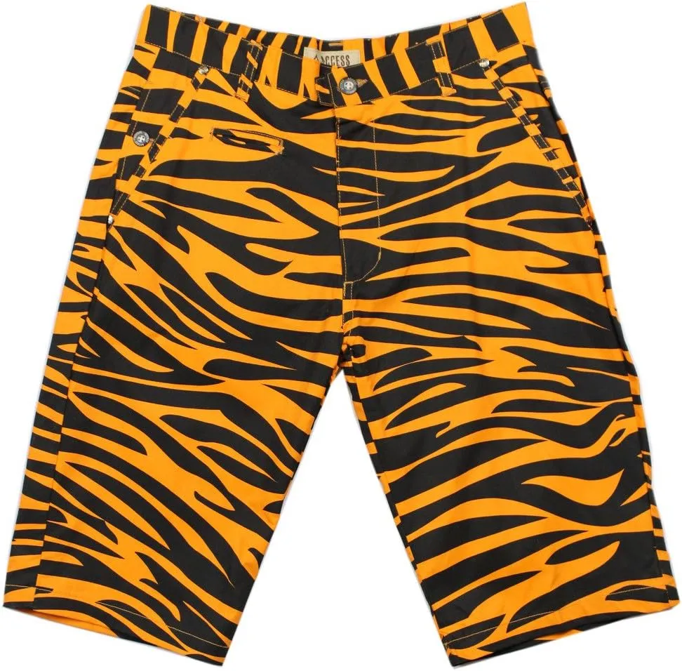 Access Men's Casual Slim Fit Colored Animal Print Chino Shorts