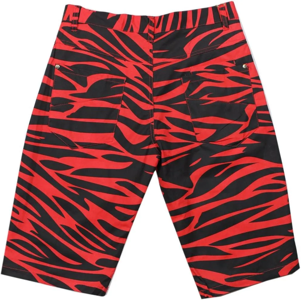 Access Men's Casual Slim Fit Colored Animal Print Chino Shorts