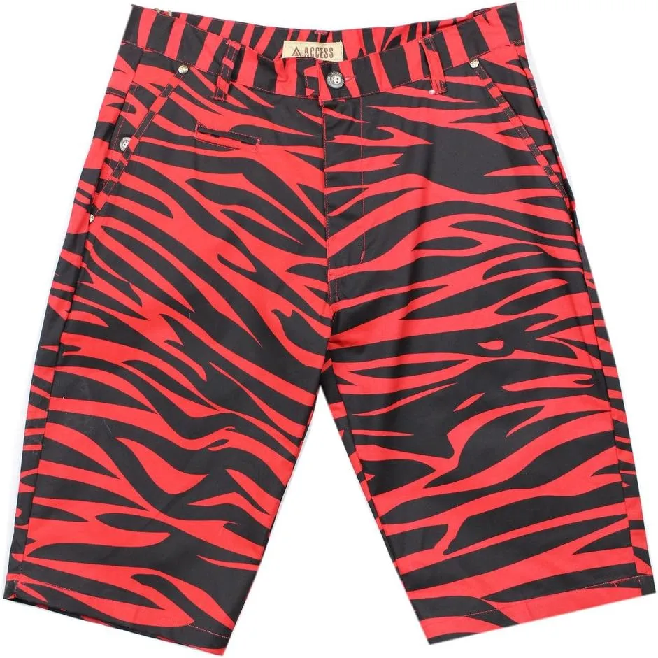 Access Men's Casual Slim Fit Colored Animal Print Chino Shorts
