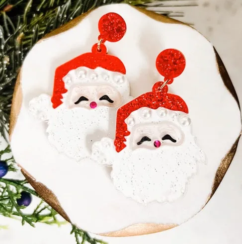 Acrylic Santa Earrings