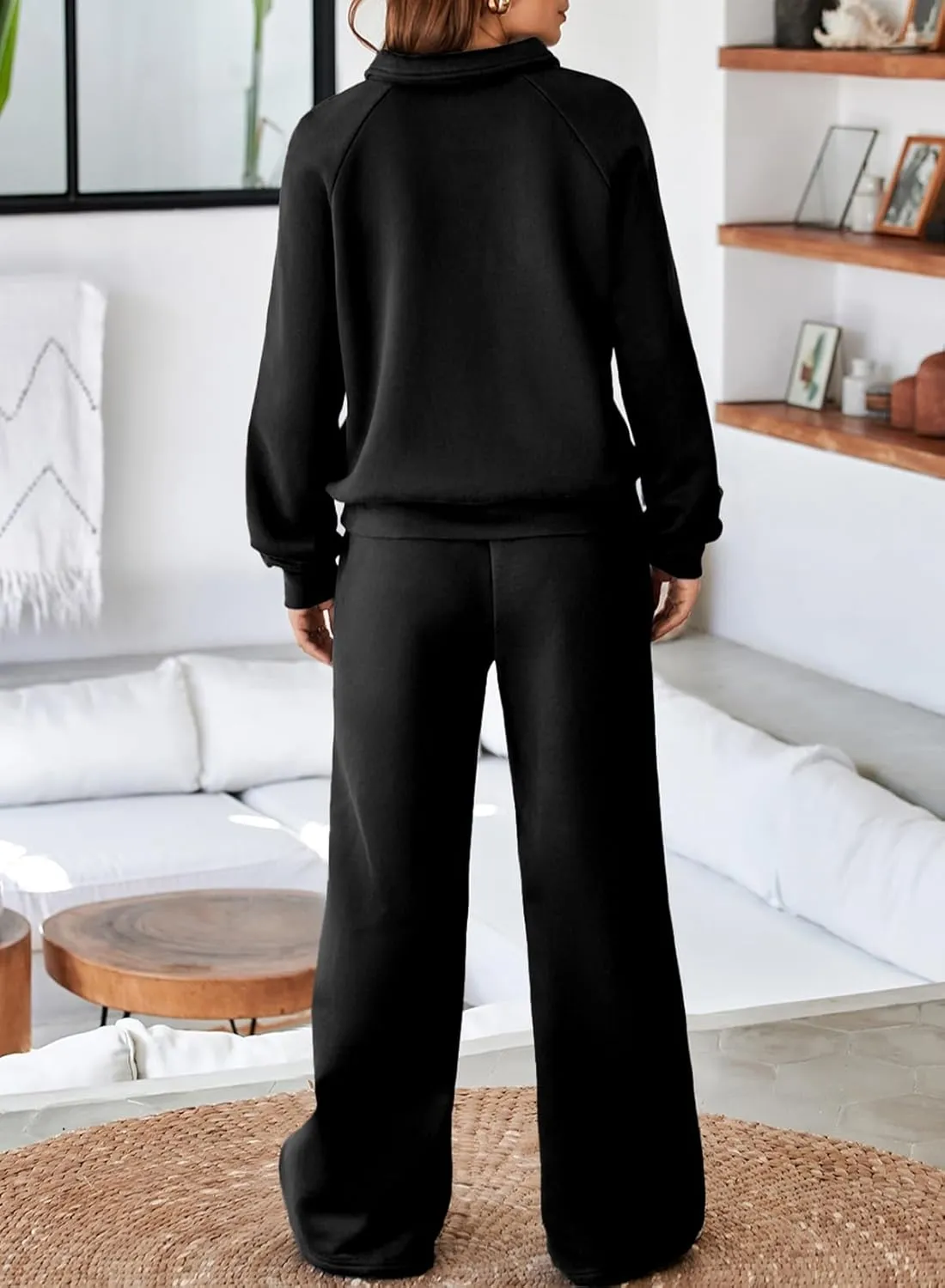 Aleumdr Women's 2 Piece Outfits Sweatsuit Oversized Sweatshirt Wide Leg Sweatpants Matching Lounge Set 2024