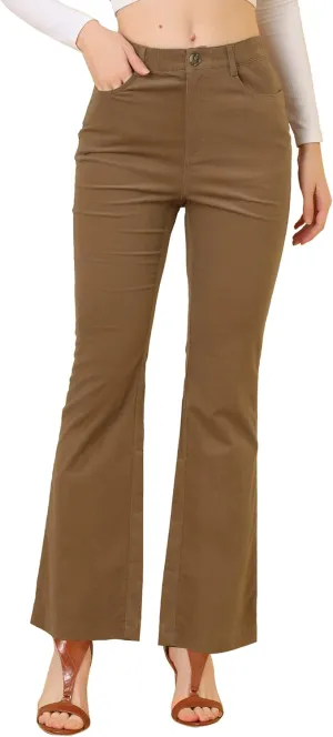 Allegra K Women's Vintage Flare Trousers High Waist Long Bell Bottom Corduroy Pants