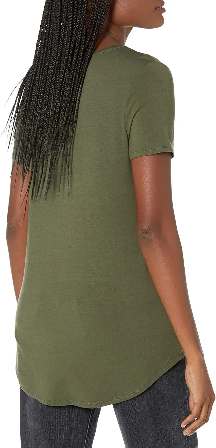Amazon Essentials Women's Relaxed-Fit Short-Sleeve V-Neck Tunic (Available in Plus Size), Multipacks