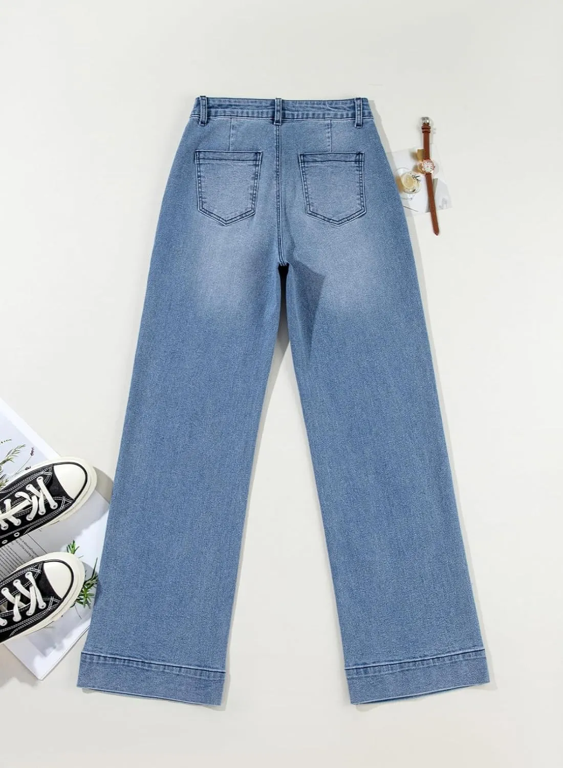 Astylish Women's Wide Leg Jeans High Waisted Stretchy Straight Leg Jeans Loose Trendy Denim Pants with Pocket