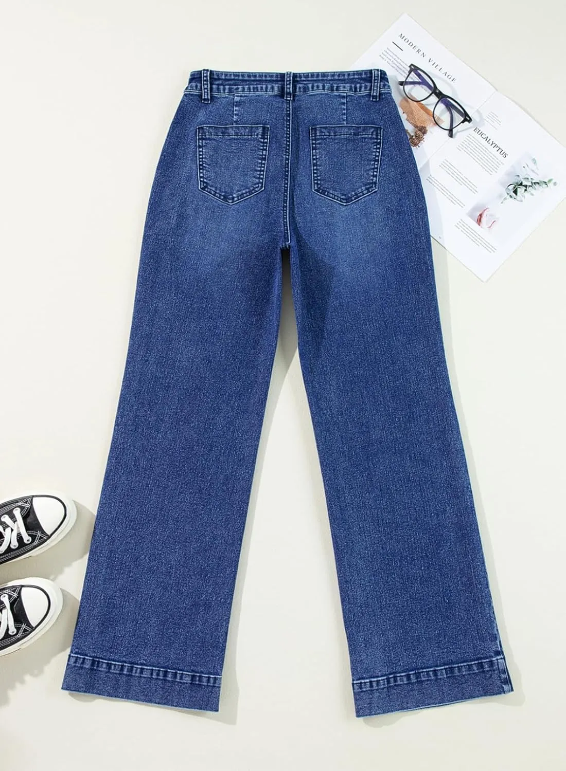 Astylish Women's Wide Leg Jeans High Waisted Stretchy Straight Leg Jeans Loose Trendy Denim Pants with Pocket