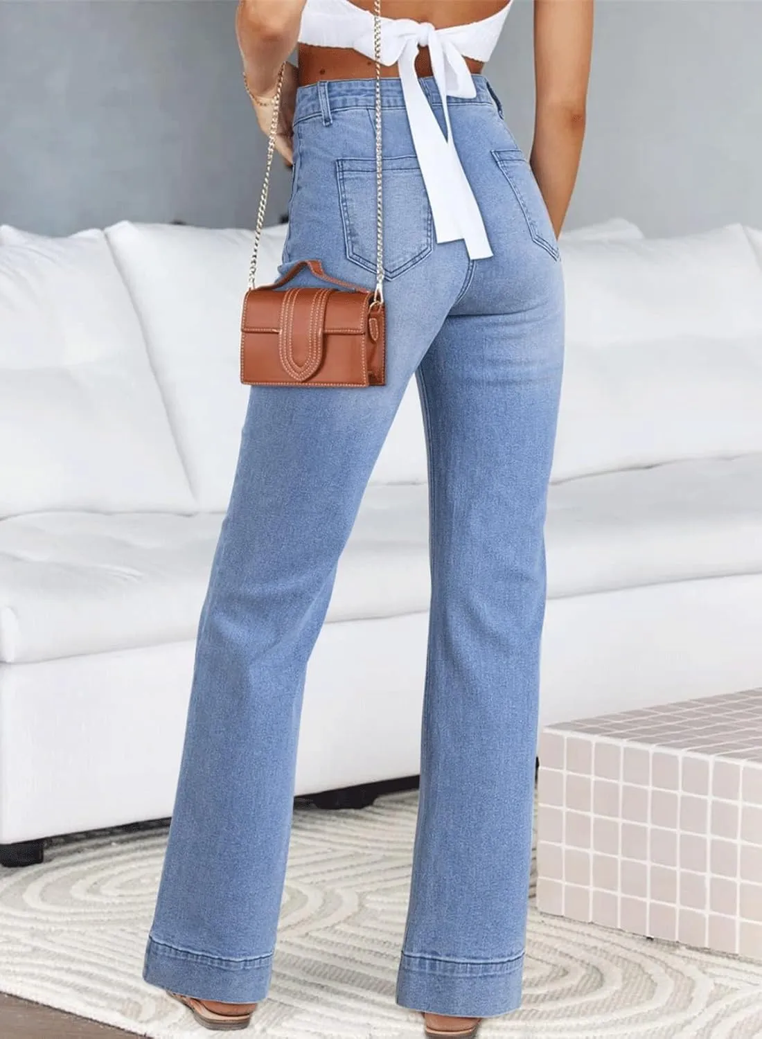 Astylish Women's Wide Leg Jeans High Waisted Stretchy Straight Leg Jeans Loose Trendy Denim Pants with Pocket