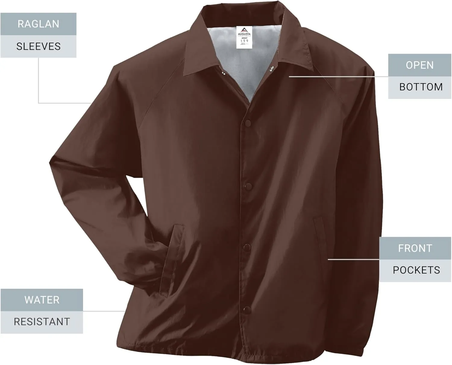 Augusta Sportswear Nylon Coach's Jacket/Lined - Rain-Ready, Water-Resistant Outerwear for Coaches & Outdoor Activities