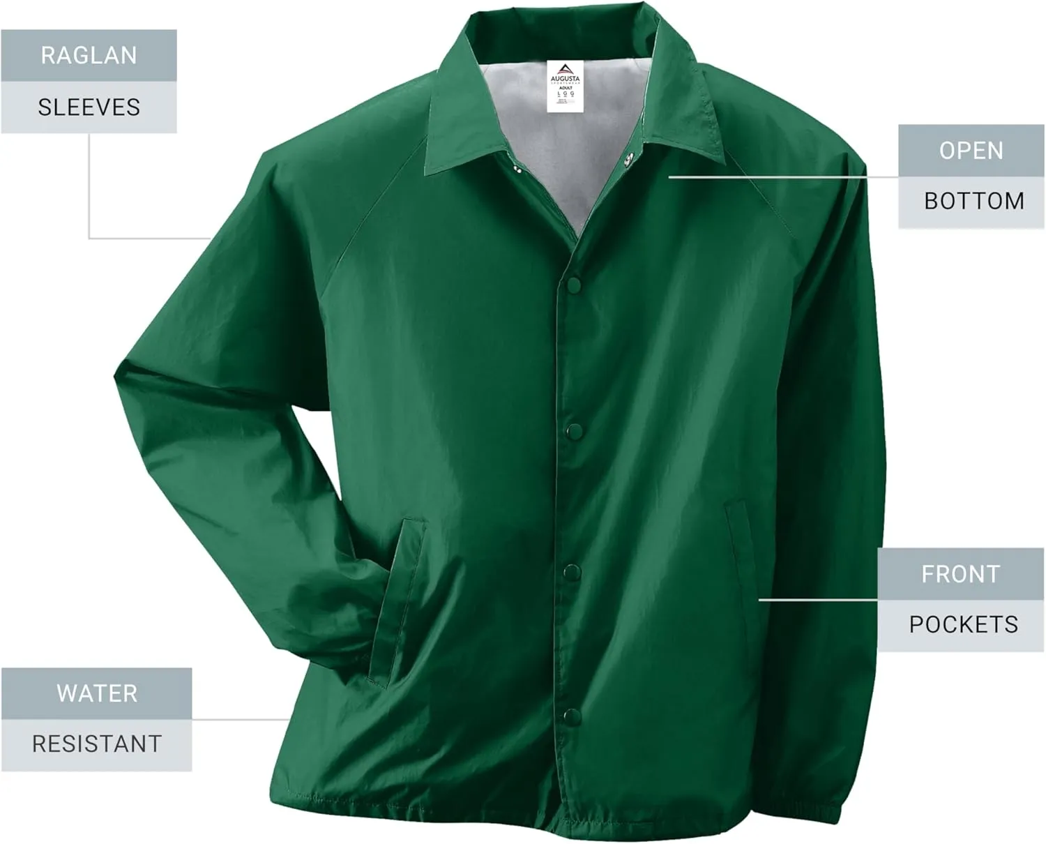 Augusta Sportswear Nylon Coach's Jacket/Lined - Rain-Ready, Water-Resistant Outerwear for Coaches & Outdoor Activities
