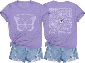 Bad Idea Right Shirt Vintage Graphic Tees for Women Concert Music Pop Rock Album Tour Tshirts Letter Print Top