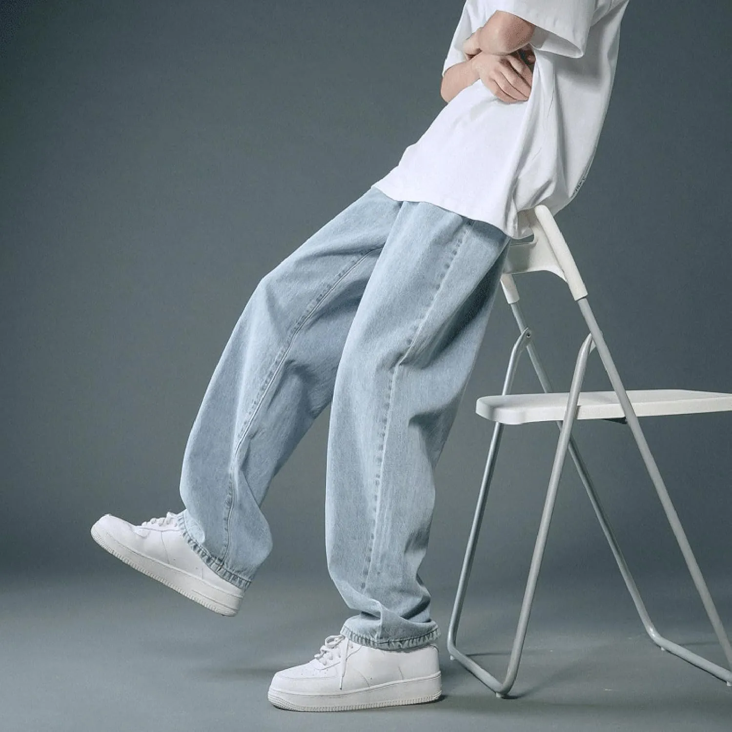 Baggy Jeans for Men Y2K Straight Wide Leg Jeans Casual Vintage Streetwear Hip Hop Trendy Skater Denim Pants Trousers