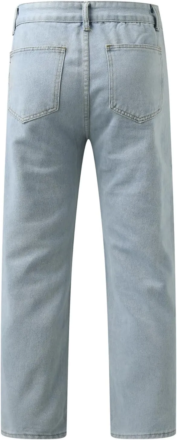 Baggy Jeans for Men Y2K Straight Wide Leg Jeans Casual Vintage Streetwear Hip Hop Trendy Skater Denim Pants Trousers