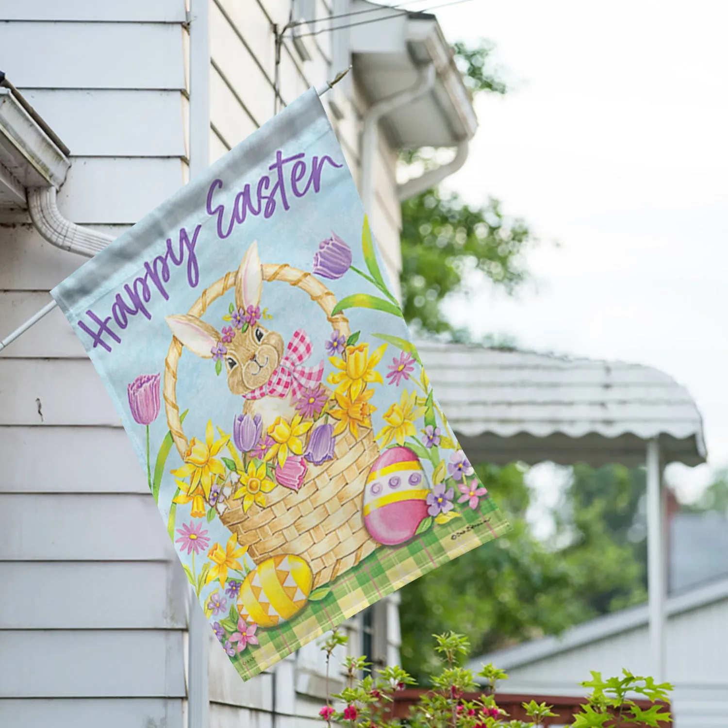 Basket Bunny House Flag