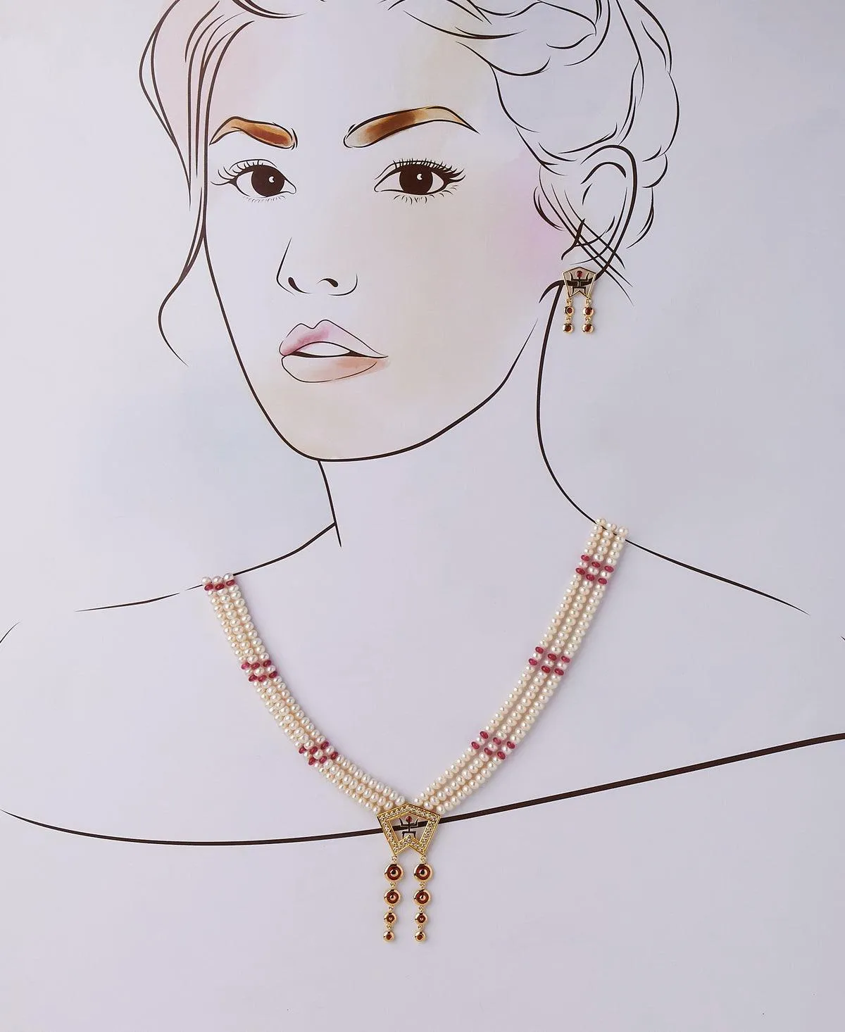 Beautiful Real Pearl Necklace Set