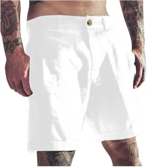Bermuda Shorts for Men Mid Waisted Dressy Flat Front Straight Leg Button Shorts Causal Summer Beach Slim Fit Short Pants