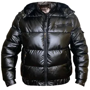 Black Matte Gloss Hooded Puffer