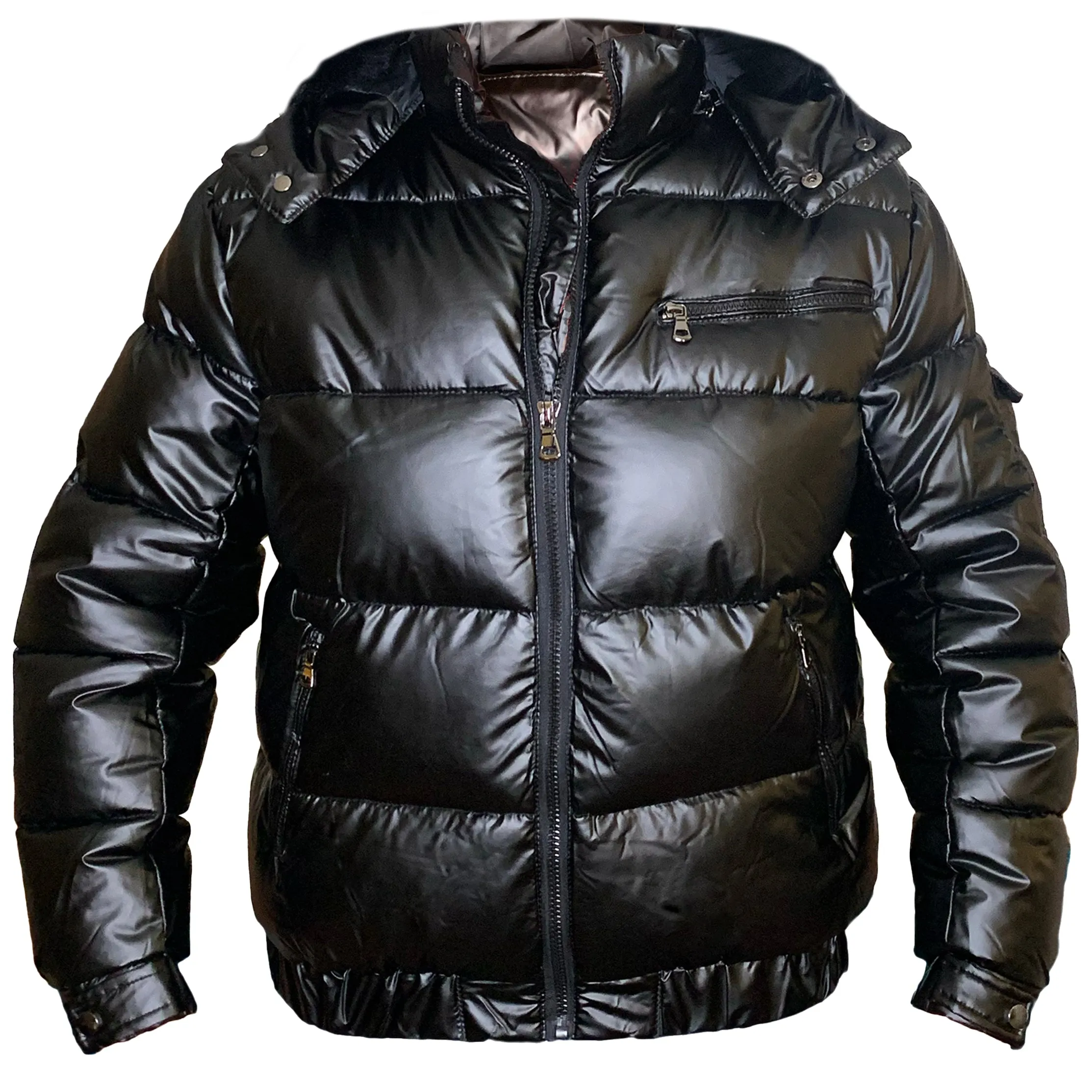 Black Matte Gloss Hooded Puffer