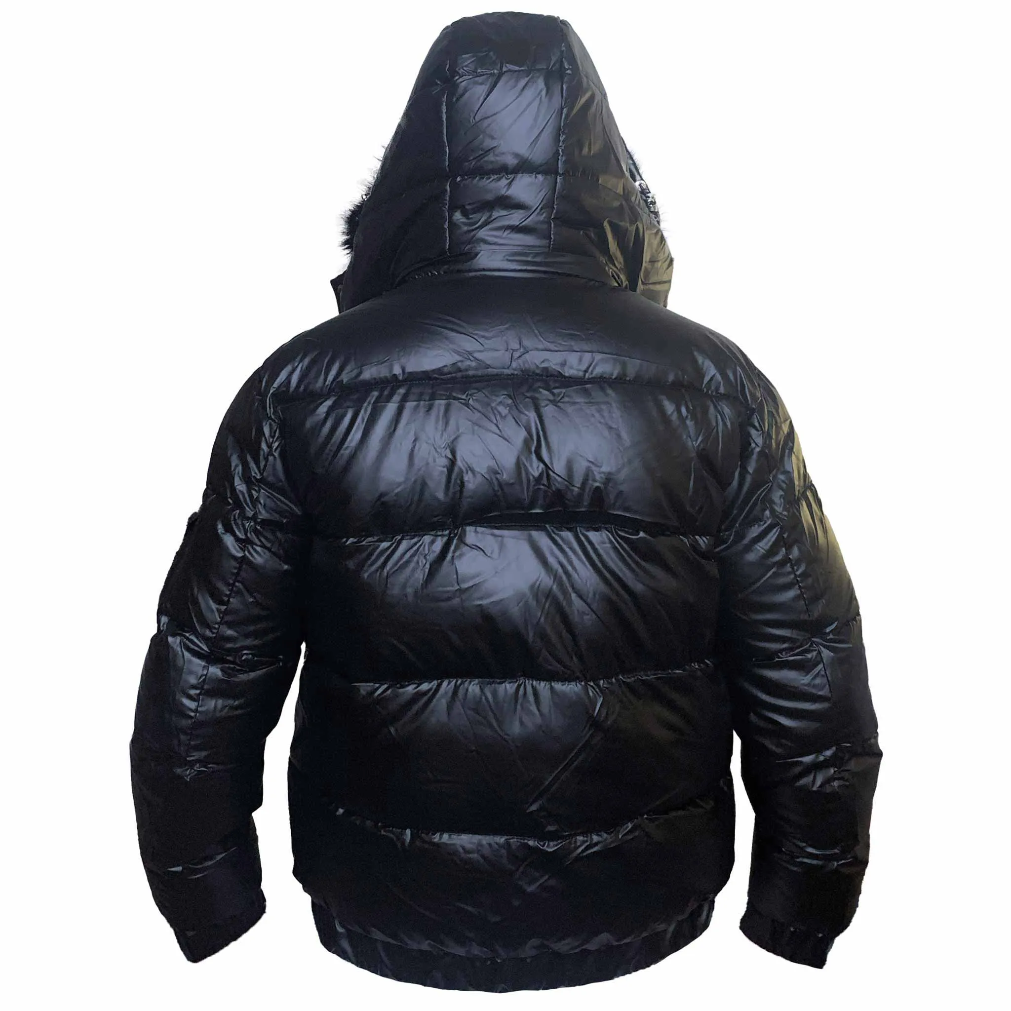 Black Matte Gloss Hooded Puffer