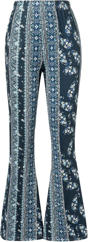 Boho Print Flare Pants for Women High Waist Stretch Comfy Bell Bottom Trousers 70s Hippie Pants Floral Yoga Leggings
