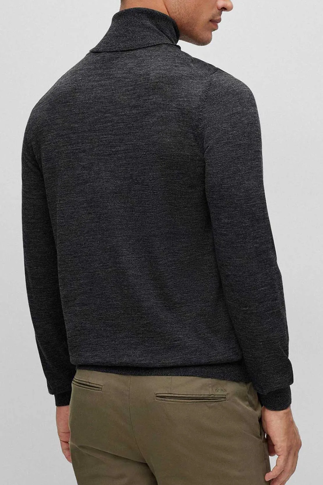 BOSS - MUSSO-P Charcoal Grey Slim-Fit Roll Neck Sweater In Virgin Wool 50468262 002
