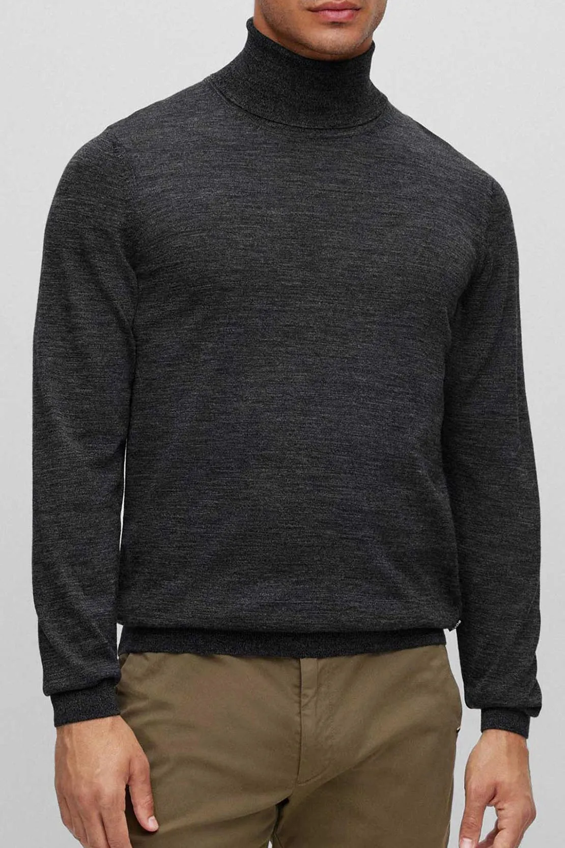 BOSS - MUSSO-P Charcoal Grey Slim-Fit Roll Neck Sweater In Virgin Wool 50468262 002